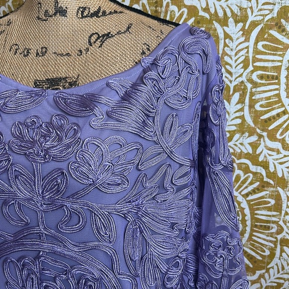 JS Collections Soutache Boatneck Bell Sleeve Cocktail Dress in Royal Sky Sz 22W - Picture 2 of 12